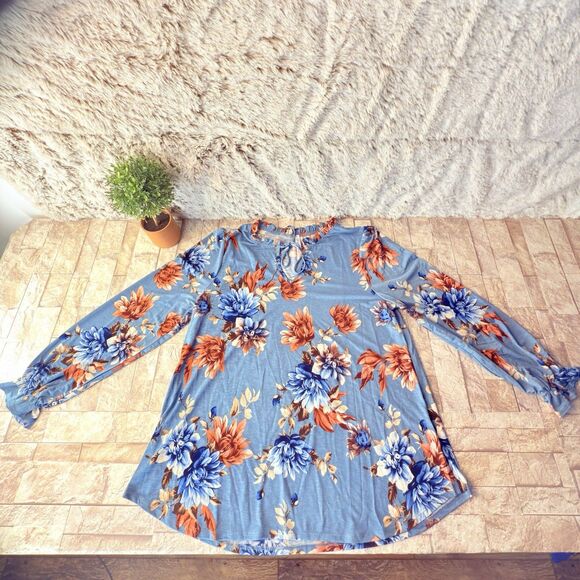 NEW DEAR SCARLETT Women's L Lizzy Long Sleeve Floral V-Neck Blouse - Picture 3 of 12